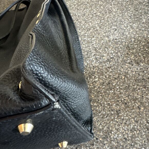 Bevini Modena Black Leather Handbag W Rivets Made in Italy Missing Long Strap - Picture 4 of 5
